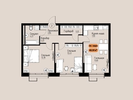Продается 3-комнатная квартира ЖК Премьер парк, 60.39  м&sup2;, 10265000 рублей