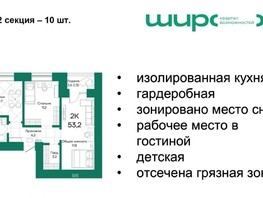 Продается 2-комнатная квартира ЖК Широта, корпус 2, 53.2  м², 6213760 рублей