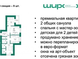 Продается 3-комнатная квартира ЖК Широта, корпус 1, 71.3  м², 7907170 рублей