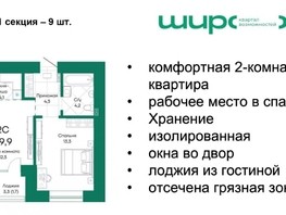Продается 2-комнатная квартира ЖК Широта, корпус 1, 39.9  м², 5095230 рублей