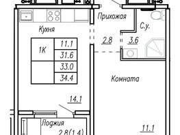 Продается 1-комнатная квартира ЖК Шумакова, дом 13 , 33  м², 5000000 рублей