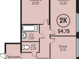 Продается 2-комнатная квартира ЖК Адалин на Южном, дом 15 корпус 1, 54.75  м², 5639250 рублей