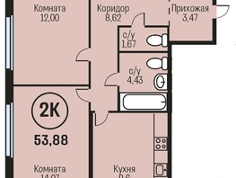 Продается 2-комнатная квартира ЖК Адалин на Южном, дом 15 корпус 1, 53.88  м², 5657400 рублей