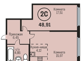 Продается 2-комнатная квартира ЖК Адалин на Южном, дом 15 корпус 3, 48.91  м², 4842090 рублей