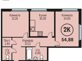 Продается 2-комнатная квартира ЖК Адалин на Южном, дом 15 корпус 5, 54.88  м², 5872160 рублей