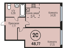 Продается 2-комнатная квартира ЖК Адалин на Южном, дом 15 корпус 1, 48.77 м², 5380000 рублей