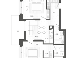 Продается 3-комнатная квартира ЖК Меланж, 72.4  м², 12027000 рублей