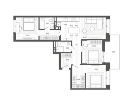 Продается 4-комнатная квартира ЖК Меланж, 90.94  м², 14386000 рублей