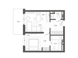 Продается 2-комнатная квартира ЖК Меланж, 45.34  м², 7845000 рублей