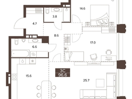 Продается 3-комнатная квартира ЖК Сахаров Парк, 96.6  м², 30429000 рублей
