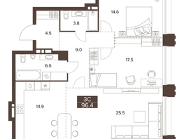 Продается 3-комнатная квартира ЖК Сахаров Парк, 96.4  м², 30462400 рублей