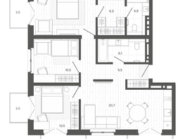 Продается 4-комнатная квартира ЖК Вышка, корпус 3, 95.85  м², 16603000 рублей