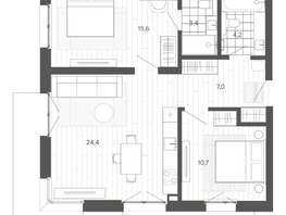 Продается 3-комнатная квартира ЖК Вышка, корпус 1, 80.3 м², 14037000 рублей