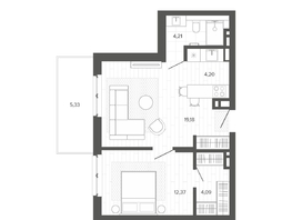 Продается 2-комнатная квартира ЖК Меланж, 49.38 м², 8741000 рублей