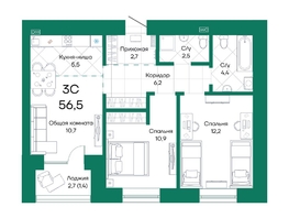Продается 3-комнатная квартира ЖК Широта, корпус 1, 56.5  м², 8650150 рублей