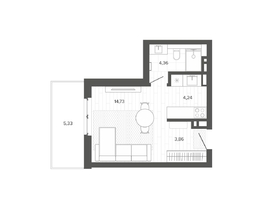 Продается 1-комнатная квартира ЖК Меланж, 32.52  м², 5985000 рублей