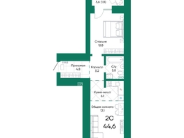 Продается 2-комнатная квартира ЖК Широта, корпус 2, 44.6  м&sup2;, 7330456 рублей