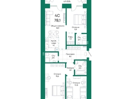 Продается 4-комнатная квартира ЖК Широта, корпус 1, 78.1  м&sup2;, 11832470 рублей