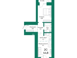 Продается 2-комнатная квартира ЖК Широта, корпус 2, 44.8  м&sup2;, 7881888 рублей