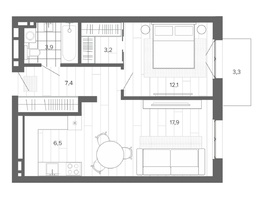 Продается 2-комнатная квартира ЖК Вышка, корпус 1, 54.45  м&sup2;, 9944900 рублей