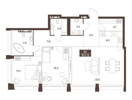 Продается 3-комнатная квартира ЖК Сахаров Парк, 107.6  м&sup2;, 48728058 рублей