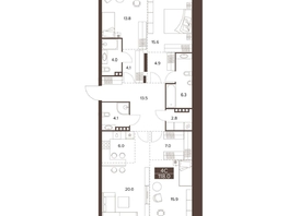 Продается 4-комнатная квартира ЖК Сахаров Парк, 118.2  м&sup2;, 39311665 рублей