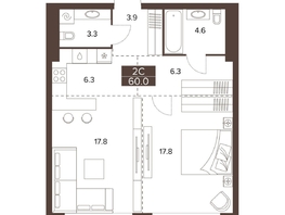 Продается 2-комнатная квартира ЖК Сахаров Парк, 60  м&sup2;, 25282560 рублей