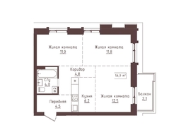 Продается 3-комнатная квартира ЖК Империал, 56.9  м&sup2;, 10583400 рублей