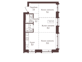 Продается 3-комнатная квартира ЖК Империал, 53  м&sup2;, 9540000 рублей