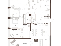 Продается 4-комнатная квартира ЖК Сахаров Парк, 226.5  м&sup2;, 137105399 рублей