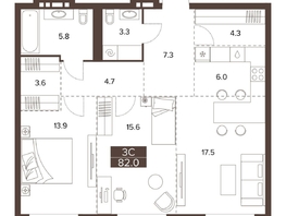 Продается 3-комнатная квартира ЖК Сахаров Парк, 82  м&sup2;, 29403063 рублей