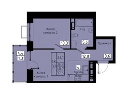 Продается 2-комнатная квартира ЖК Зеленые кварталы, 3 оч, корпус 1, 37.6 м², 6053600 рублей