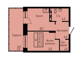 Продается 1-комнатная квартира ЖК Зеленые кварталы, 3 оч, корпус 3, 36.3 м², 5481300 рублей
