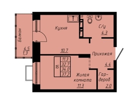 Продается 1-комнатная квартира ЖК Зеленые кварталы, 3 оч, корпус 3, 34 м², 5304000 рублей