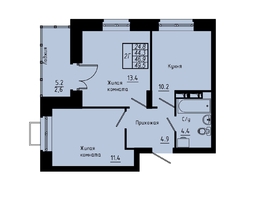 Продается 2-комнатная квартира ЖК Зеленые кварталы, 3 оч, корпус 4, 46.9 м², 6800500 рублей