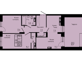 Продается 3-комнатная квартира ЖК Зеленые кварталы, 3 оч, корпус 4, 66.6  м², 9057600 рублей