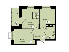 Продается 2-комнатная квартира ЖК Зеленые кварталы, 3 оч, корпус 4, 46.9  м², 6706700 рублей