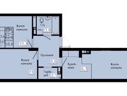 Продается 3-комнатная квартира ЖК Зеленые кварталы, 4 очередь, 55.5 м², 7714500 рублей