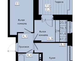 Продается 2-комнатная квартира ЖК Зеленые кварталы, 4 очередь, 41.6 м², 7601501 рублей