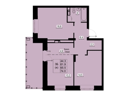 Продается 3-комнатная квартира ЖК Зеленые кварталы, 4 очередь, 65.5 м², 8908000 рублей