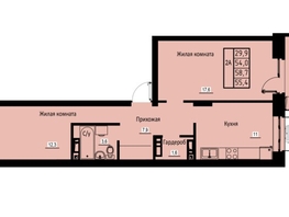 Продается 2-комнатная квартира ЖК Зеленые кварталы, 3 оч, корпус 2, 55.4  м&sup2;, 8531600 рублей