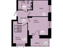 Продается 2-комнатная квартира ЖК Зеленые кварталы, 3 оч, корпус 4, 45.2  м&sup2;, 6915600 рублей