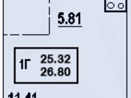 1-комнатная квартира, 25.32 м², 7/18 этаж
