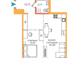 Продается 1-комнатная квартира ПУЛКОВСКИЙ, 54.06 м², 4117547 рублей
