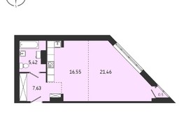 Продается 1-комнатная квартира ЖК Суворов, 51.56  м², 7209900 рублей