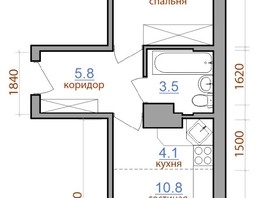 Продается 2-комнатная квартира ЖК Первый Ленинский квартал, дом 3, 43.6  м², 4905000 рублей