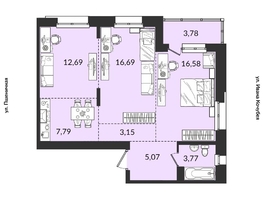 Продается 3-комнатная квартира ЖК Источник, дом 3, 69.52 м², 8796991 рублей