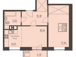 Продается 2-комнатная квартира ЖК Очаг, блок-секция 8, 54.85  м², 8600000 рублей