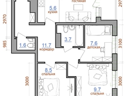 Продается 4-комнатная квартира ЖК Первый Ленинский квартал, дом 1, 65  м², 6910250 рублей