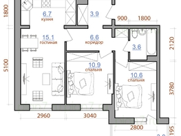 Продается 3-комнатная квартира ЖК Первый Ленинский квартал, дом 3, 62.1  м², 6528450 рублей